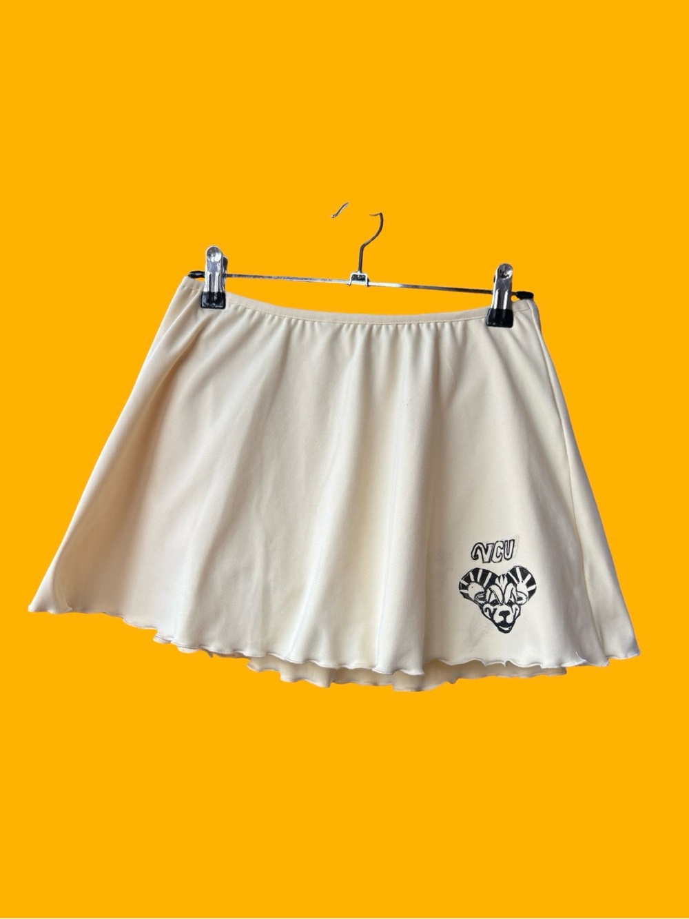 Cream Flared Skirt with VCU Ram Logo Custom Hand Printed Size M